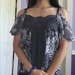 Grey Printed Off the Shoulder Top